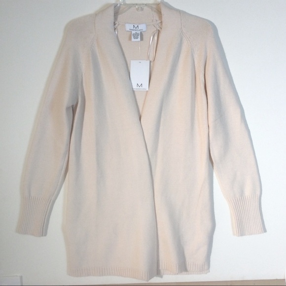 Magaschoni Cream Open Front Cardigan Sweater SNAGS - Picture 1 of 7